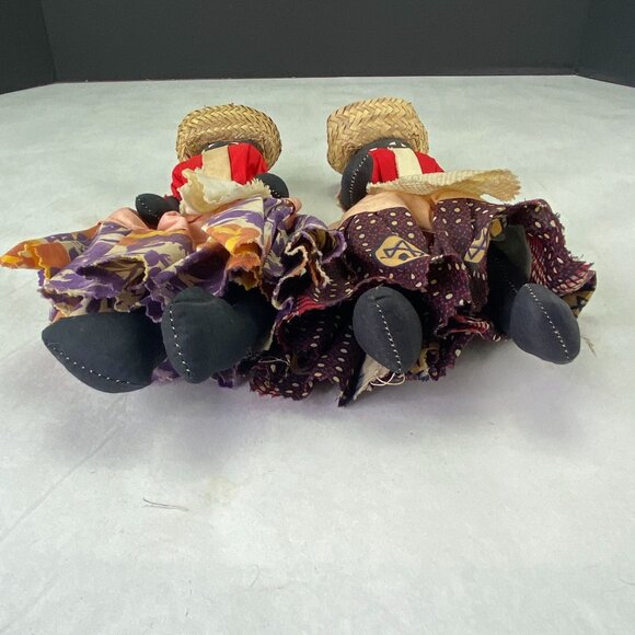 Vintage Folk Art Bahama Nassau Souvenir Fabric Rag Dolls Lot of 2 - Picture 6 of 9